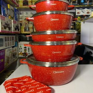 5PCS Granite Cookware Set + 2PCS Glove: 20cm-24cm-28-32-38
