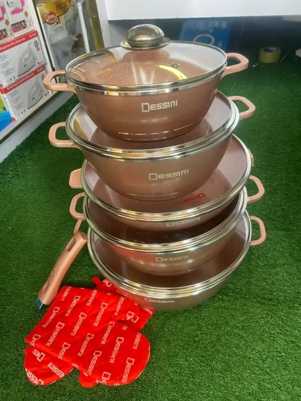 5PCS Granite Cookware Set + 2PCS Glove: 20cm-24cm-28-32-38 - Image 4