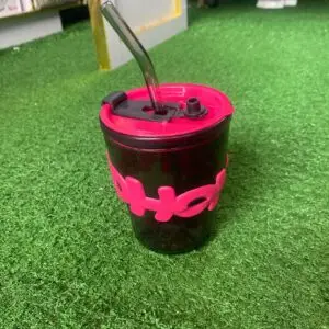 400ml slub glass cup with glass straw and lid cover.