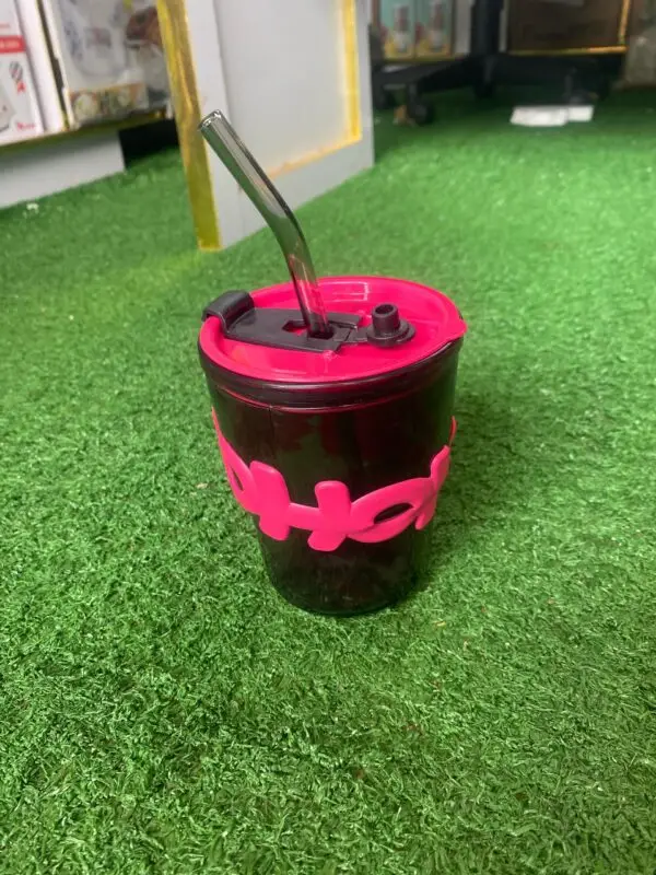400ml slub glass cup with glass straw and lid cover.