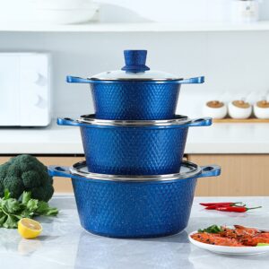 3PCS Marble Cookware Set 24cm-28cm-32cm Casserole