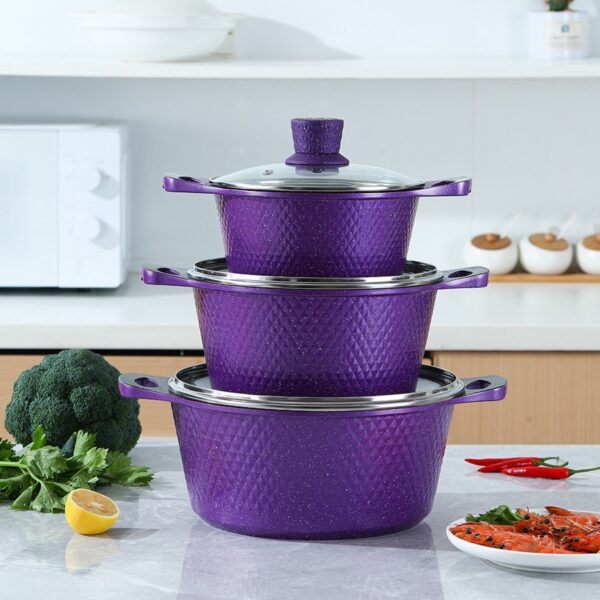 3PCS Marble Cookware Set 24cm-28cm-32cm Casserole - Image 2